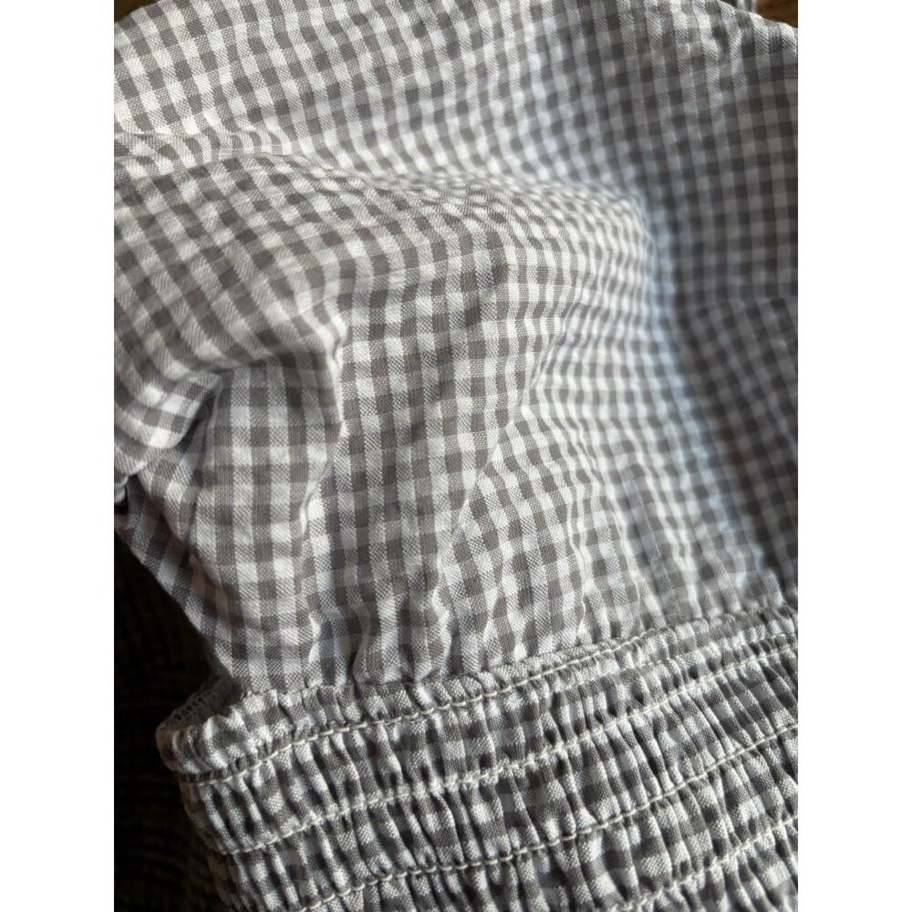 Women’s Smocked Mini Skater Dress Light Gray Checkered Medium Wild Fable - Picture 7 of 9
